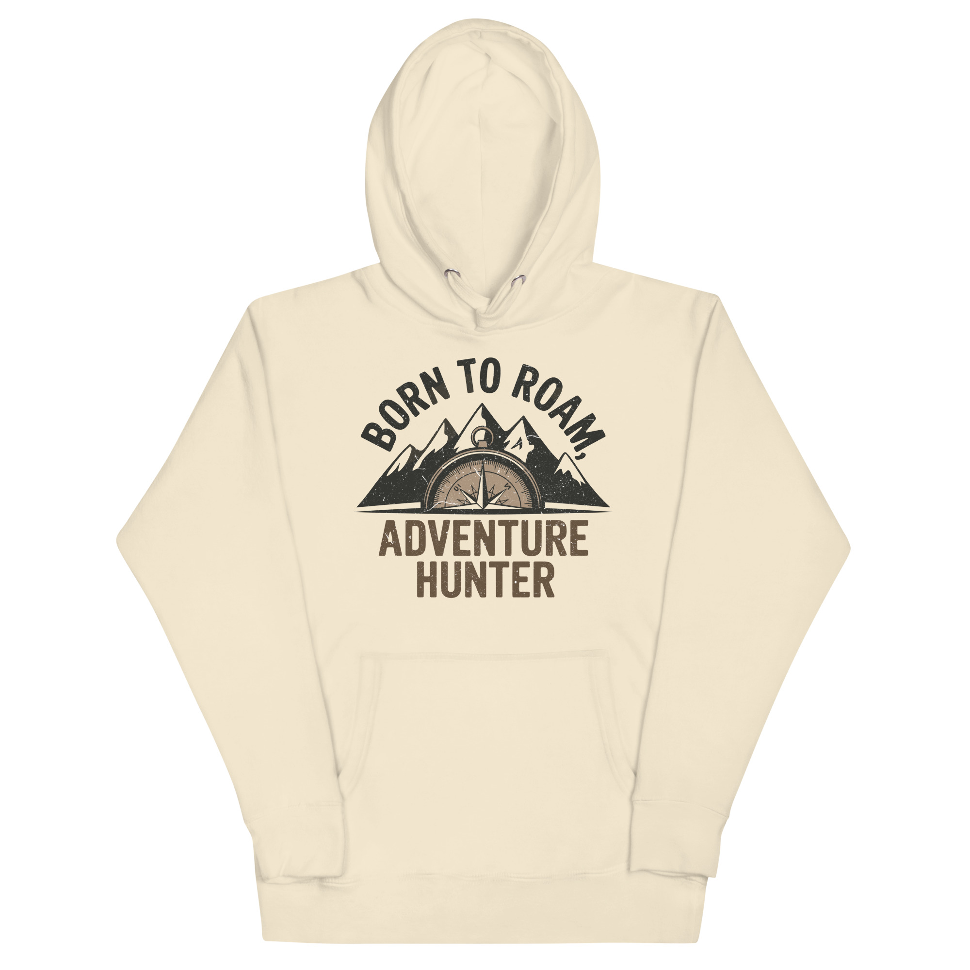 unisex-premium-hoodie-bone-front-67b715fcd906e.jpg BORN TO ROAM ADVENTURE HUNTERS - Image 1