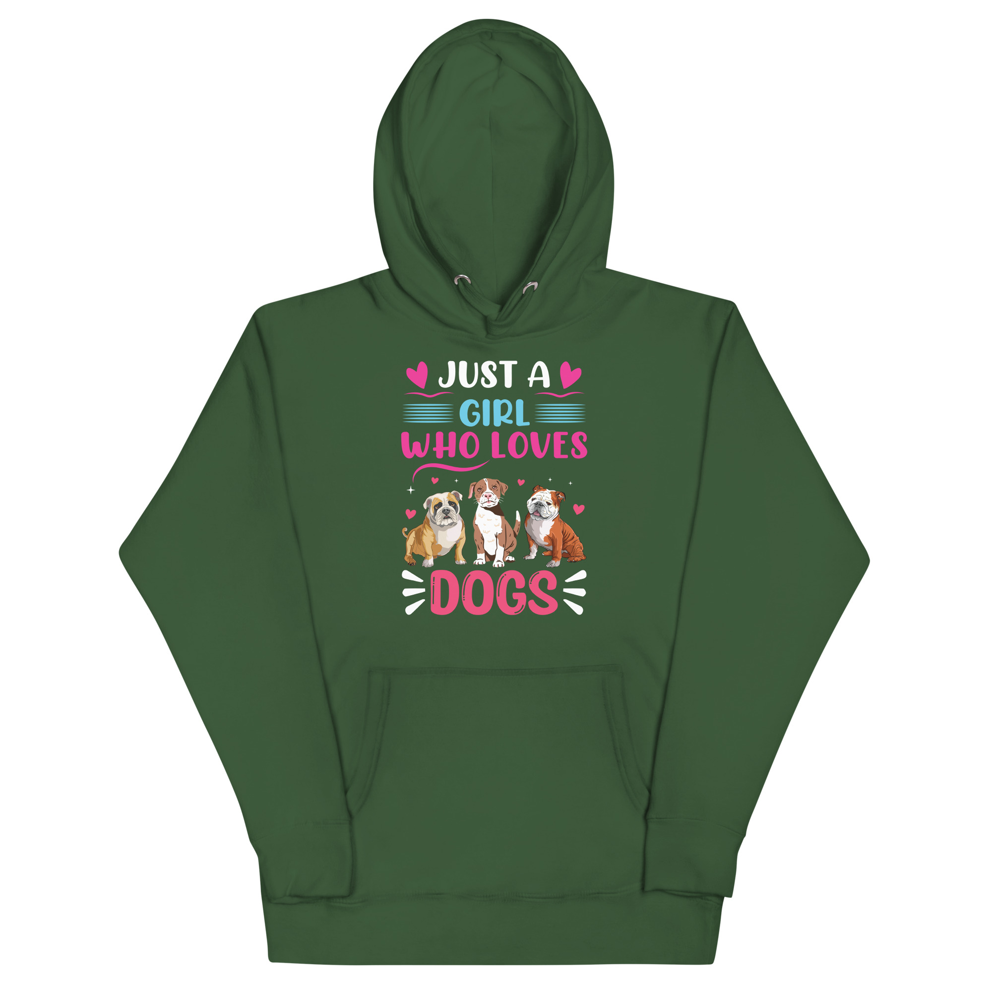 unisex-premium-hoodie-forest-green-front-67bab445c7d3c.jpg JUST A GIRL WHO LOVES DOGS - Image 1