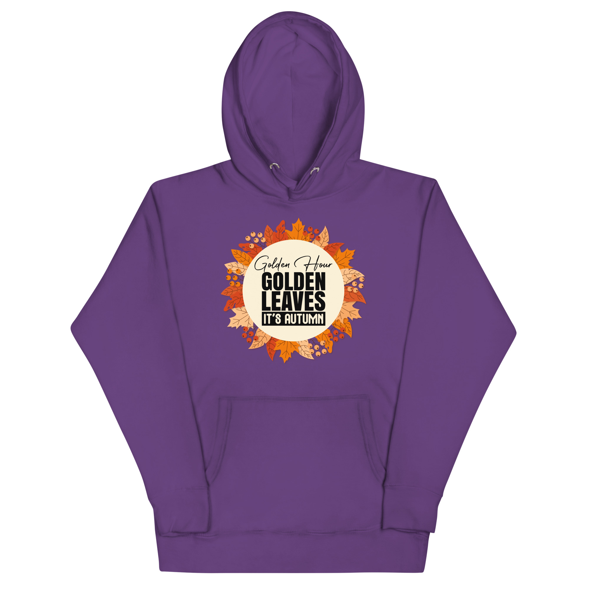 unisex-premium-hoodie-purple-front-67bc08b648a78.jpg GOLDEN LIVES IT’S AUTUMN - Image 1