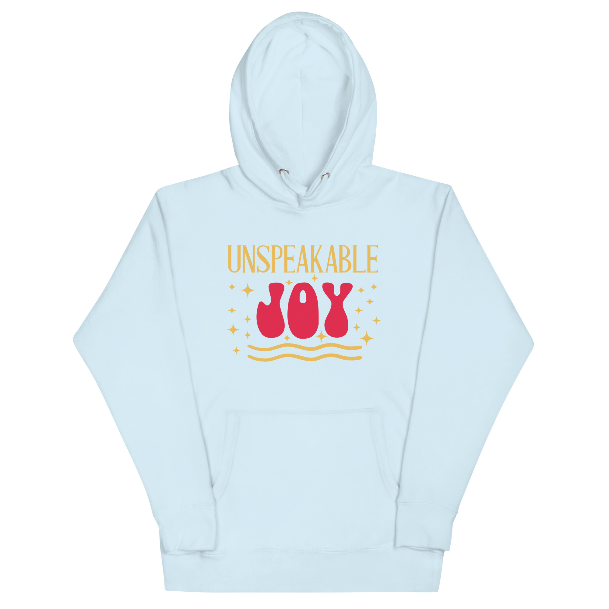 unisex-premium-hoodie-sky-blue-front-67b4824216220.jpg UNSPEAKABLE JOY - Image 1