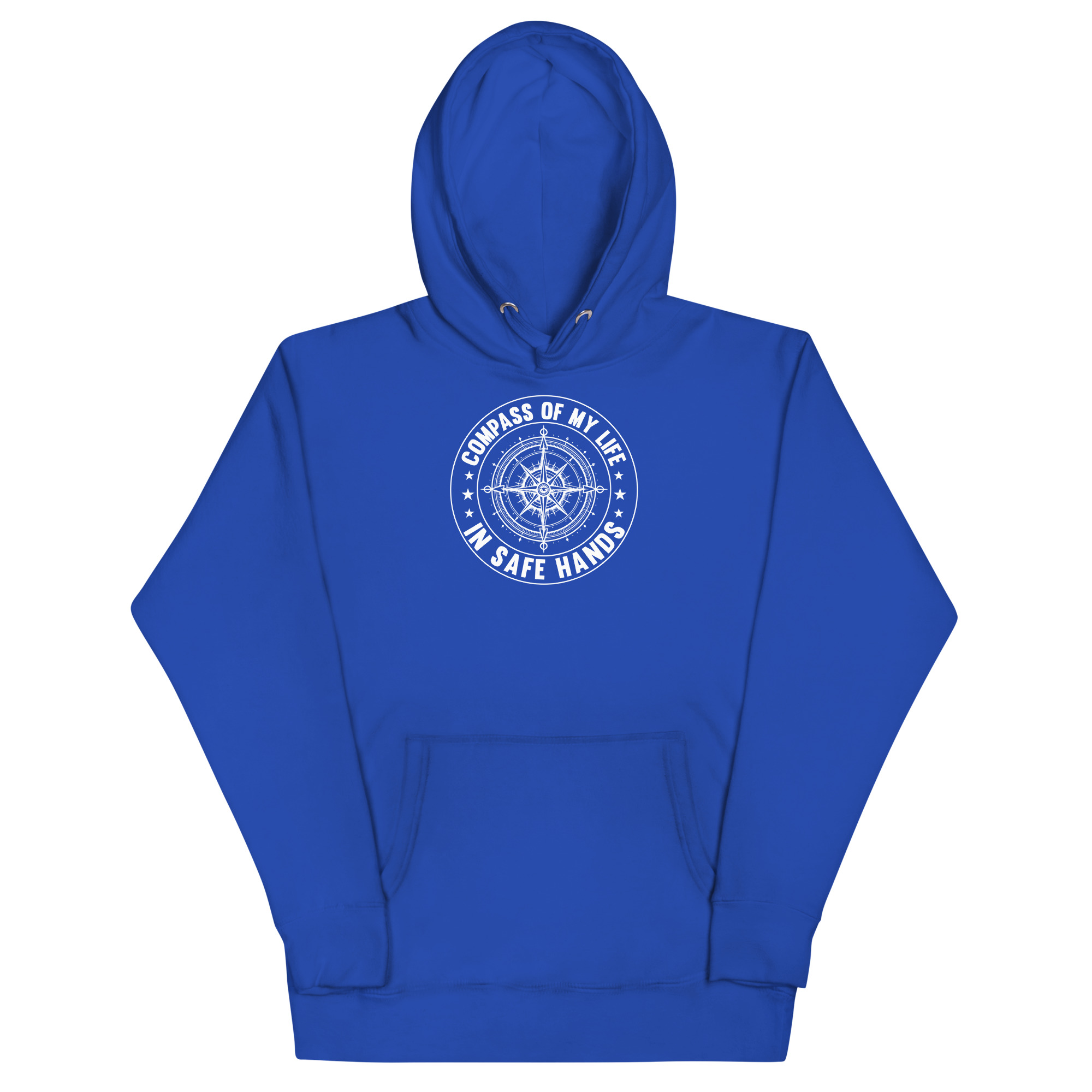 unisex-premium-hoodie-team-royal-front-67c086f56c37e.jpg COMPASS OF MY LIFE IN SAFE HANDS - Image 1