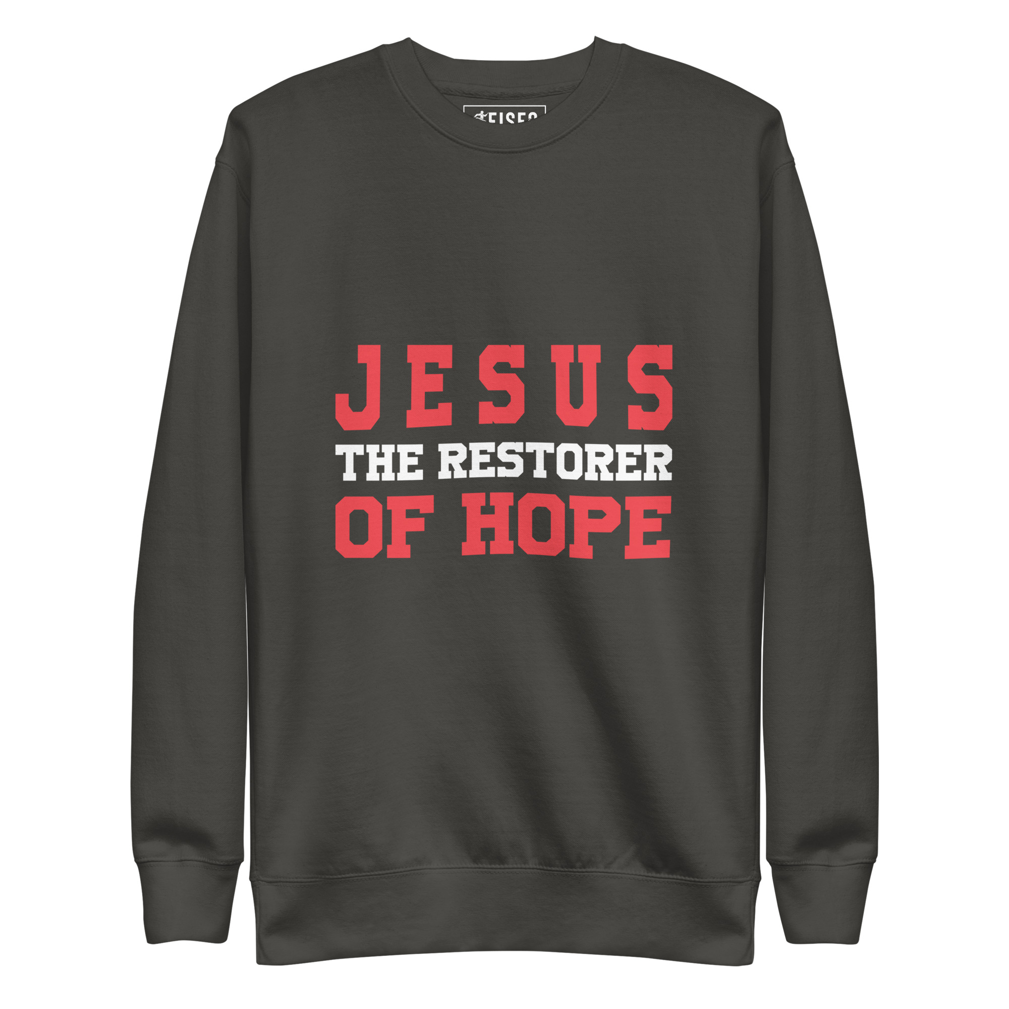 unisex-premium-sweatshirt-vintage-black-front-67bebec85779f.jpg JESUS IS THE RESTORER OF HOPE - Image 1