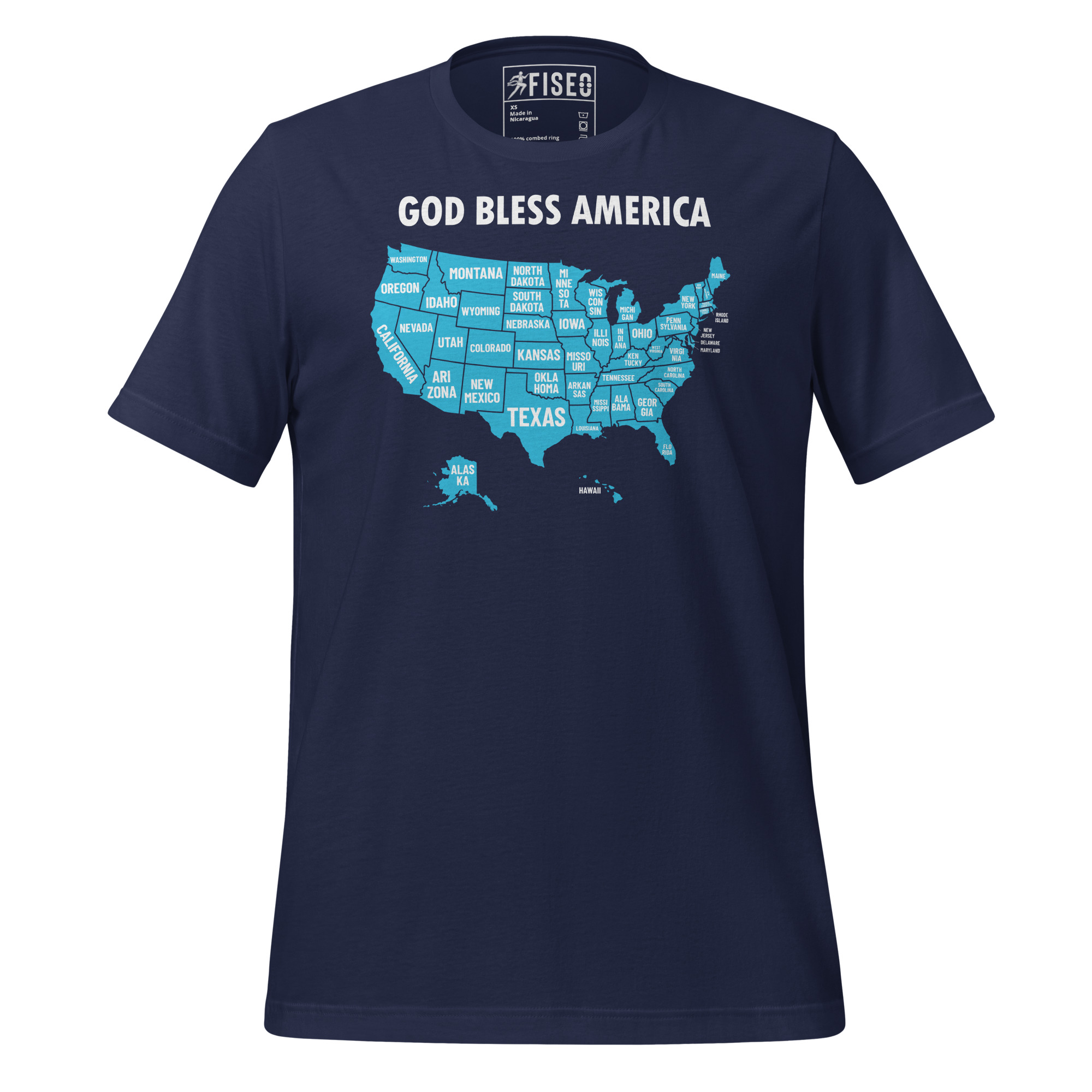 unisex-staple-t-shirt-navy-front-67b5930614619.jpg GOD BLESS AMERICA - Image 1