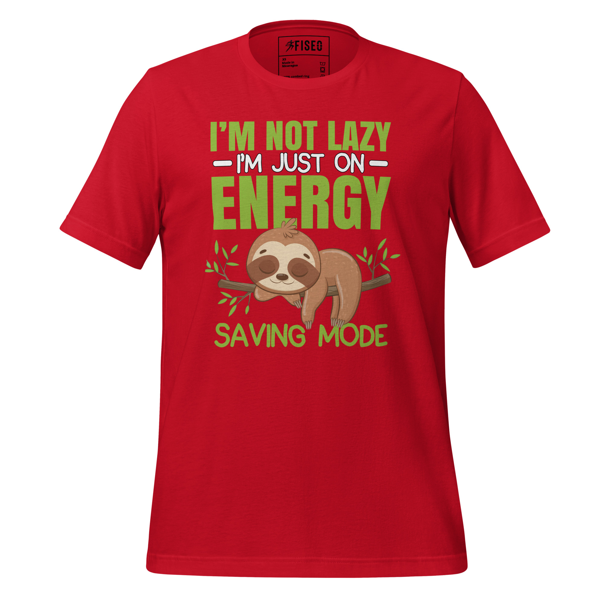 unisex-staple-t-shirt-red-front-67b977dc878b1.jpg I'M NOT LAZY, I'M JUST ON ENERGY MODE - Image 1