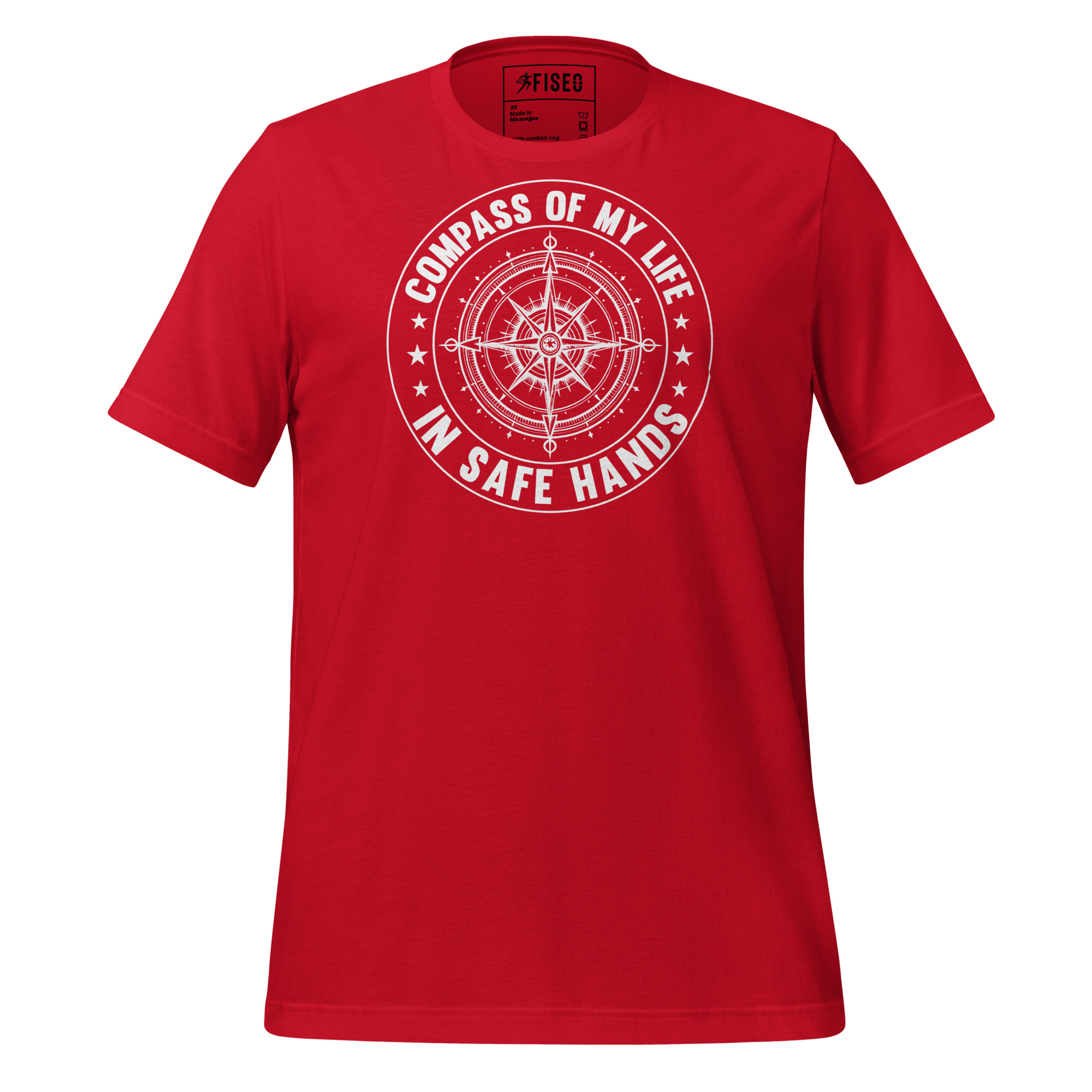 unisex-staple-t-shirt-red-front-67c084e482897.jpg COMPASS OF MY LIFE IN SAFE HANDS - Image 1