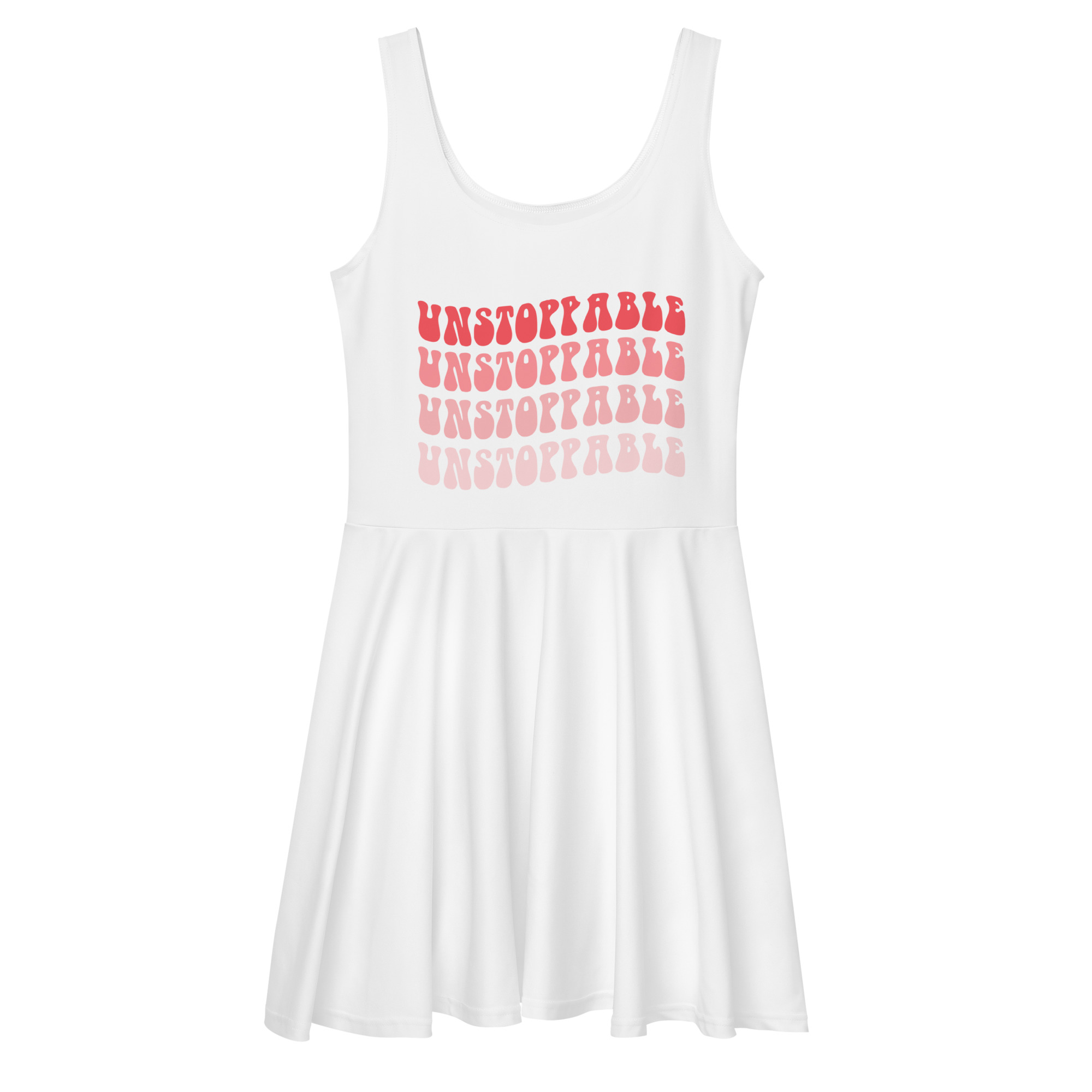 all-over-print-skater-dress-white-front-67c5684e429e2.jpg I'M UNSTOPPABLE - Image 1