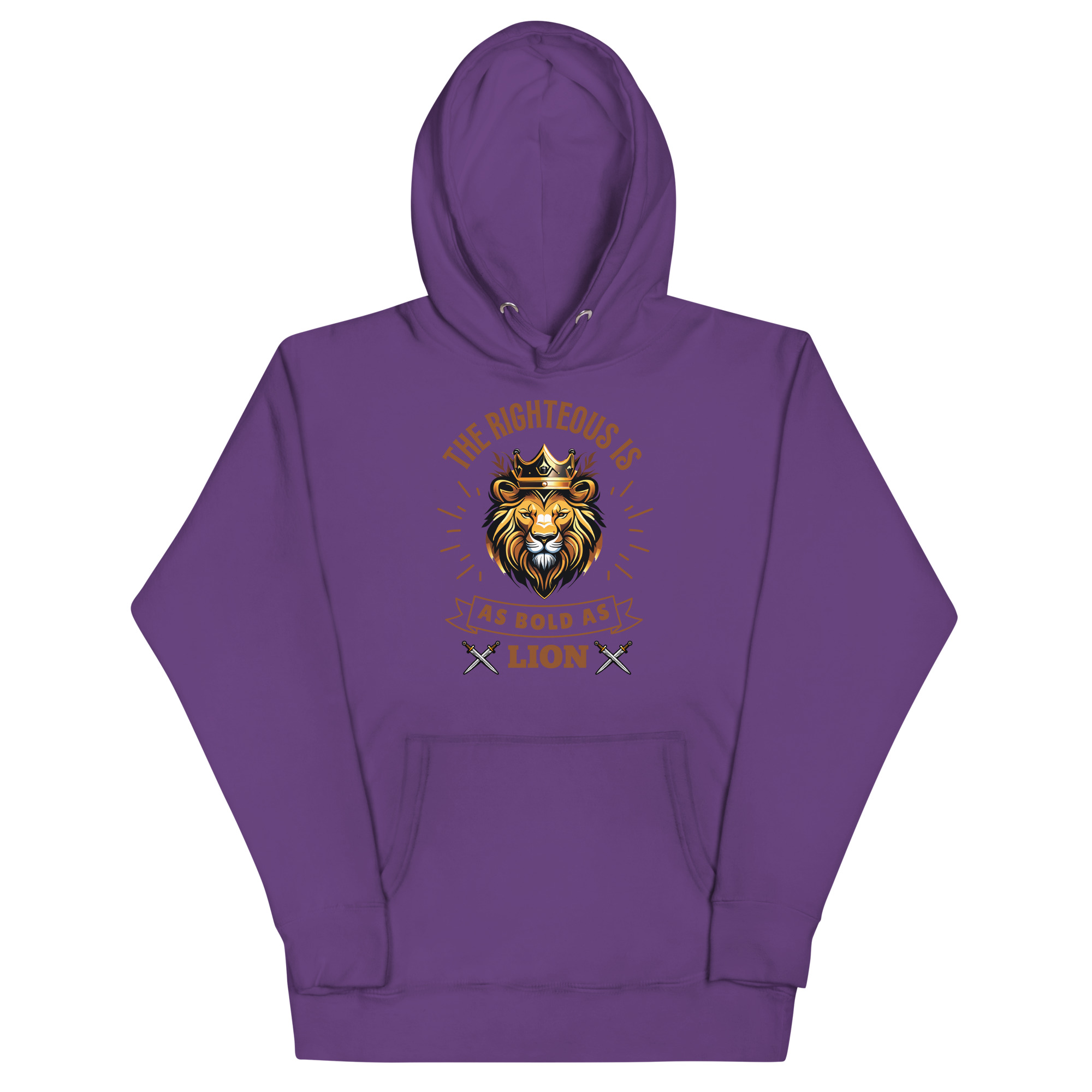 unisex-premium-hoodie-purple-front-67c30712a7c26.jpg THE RIGHTEOUS IS AS BOLD AS A LION - Image 1