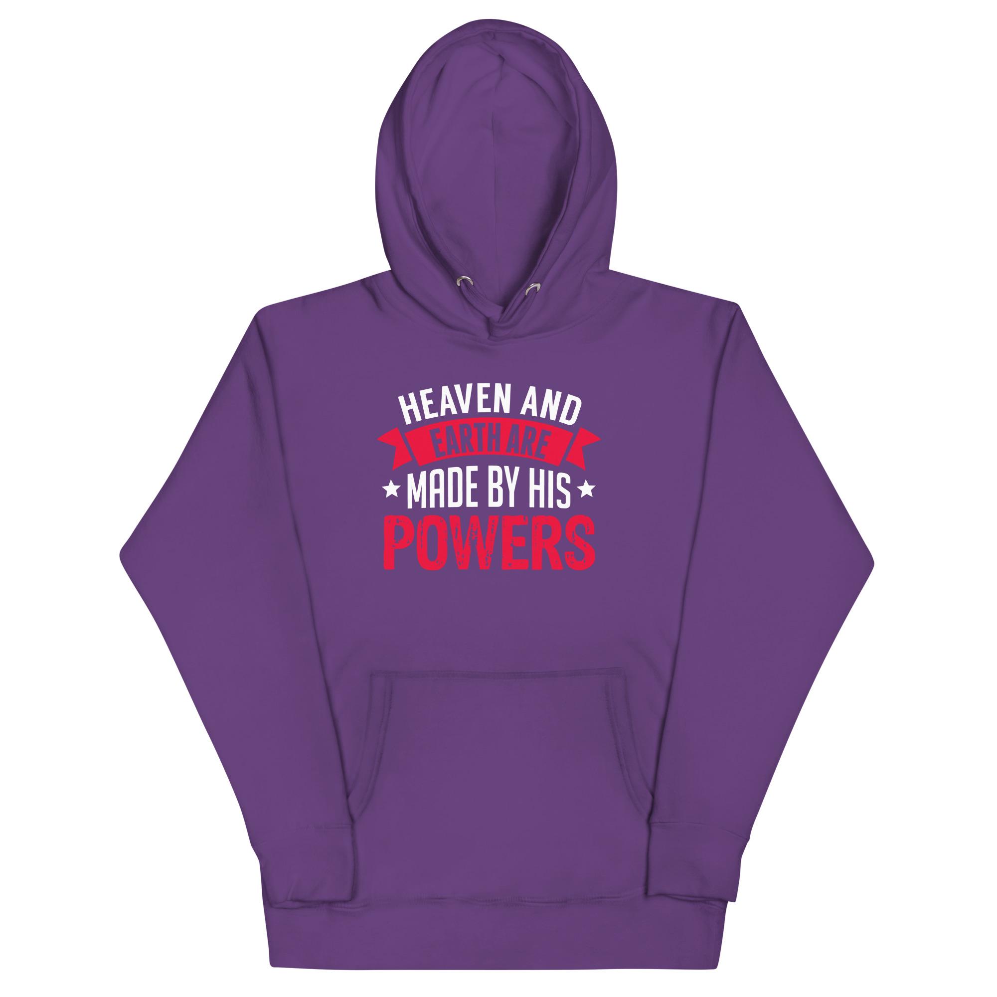 unisex-premium-hoodie-purple-front-67d2502b96e15.jpg HEAVEN AND EARTH ARE MADE BY HIS POWERS - Image 1