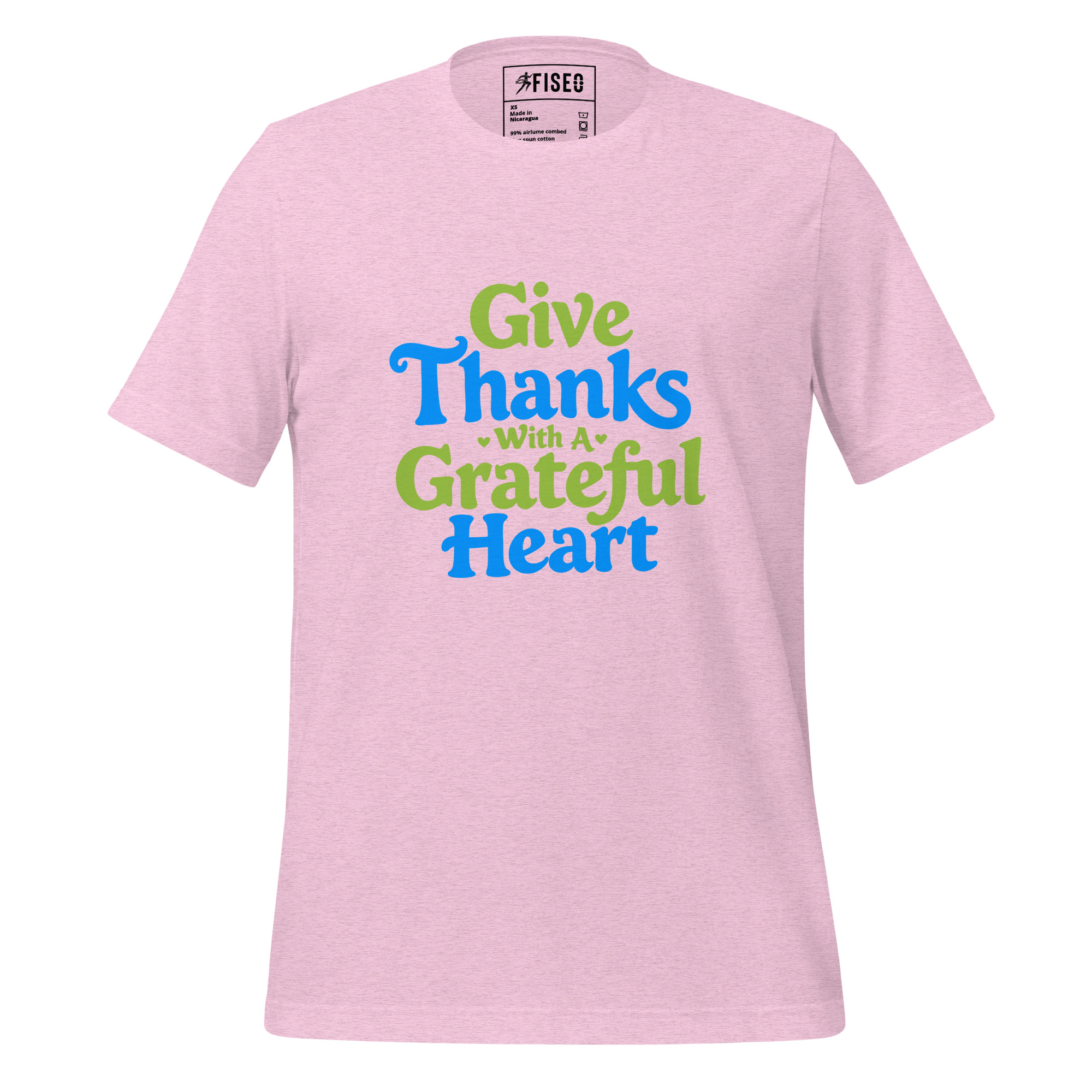 unisex-staple-t-shirt-heather-prism-lilac-front-67c2c7b0c5042.jpg GIVE THANKS WITH A GRATEFUL HEART - Image 1
