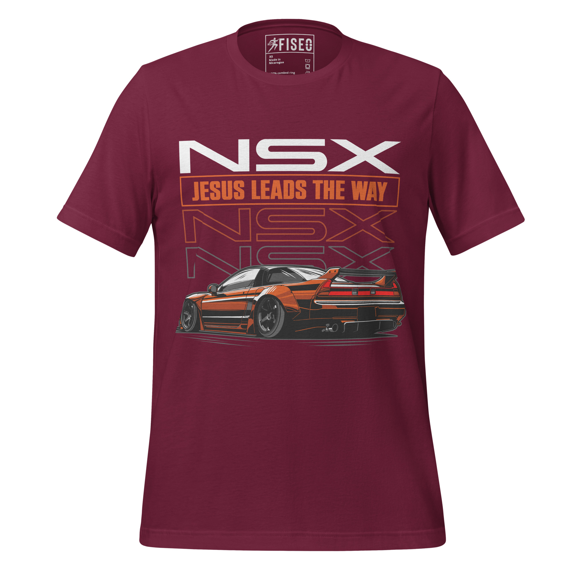 unisex-staple-t-shirt-maroon-front-680f341ca52bb.jpg JESUS LEADS THE WAY NSX - Image 1