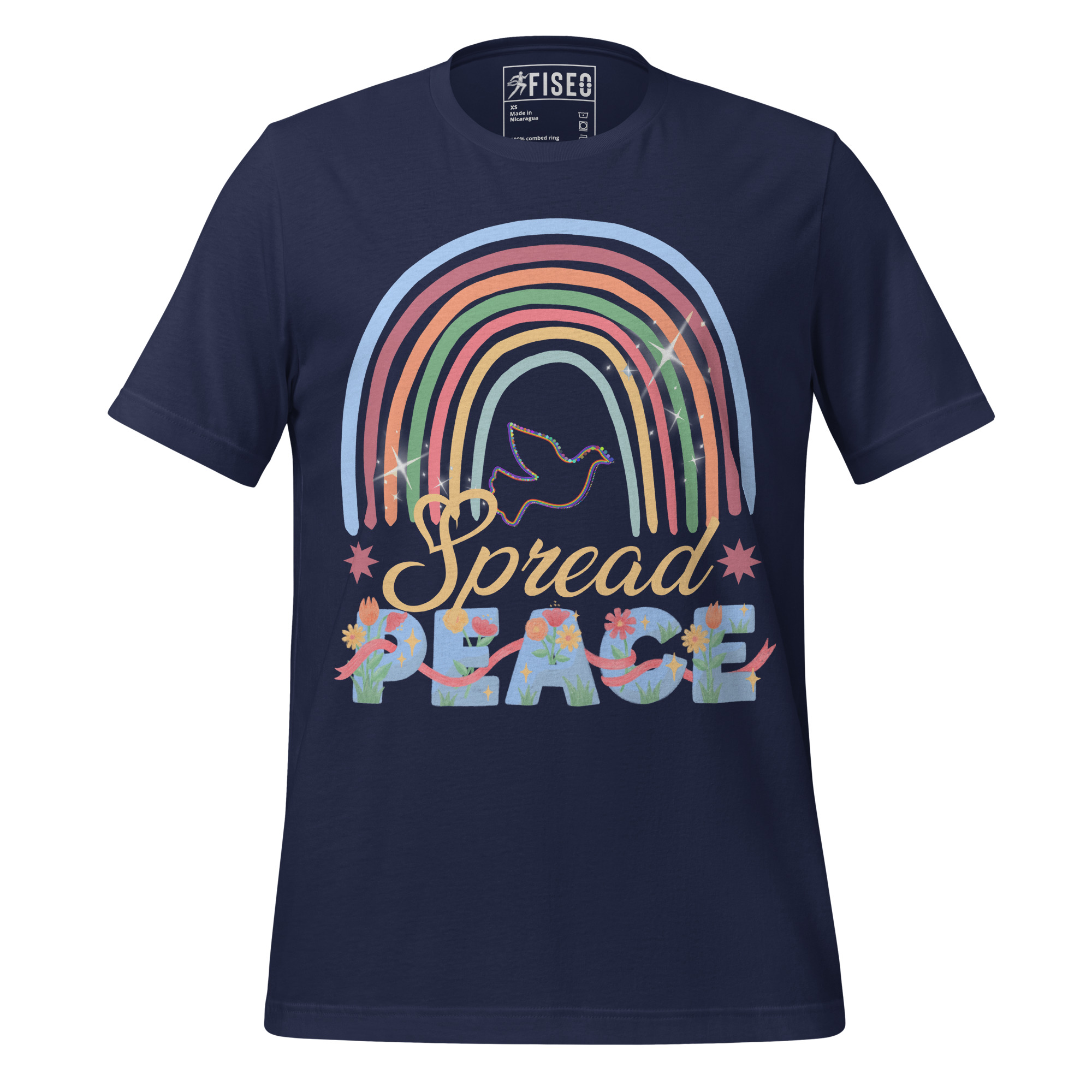 unisex-staple-t-shirt-navy-front-680715f1a89d9.jpg SPREAD PEACE - Image 1