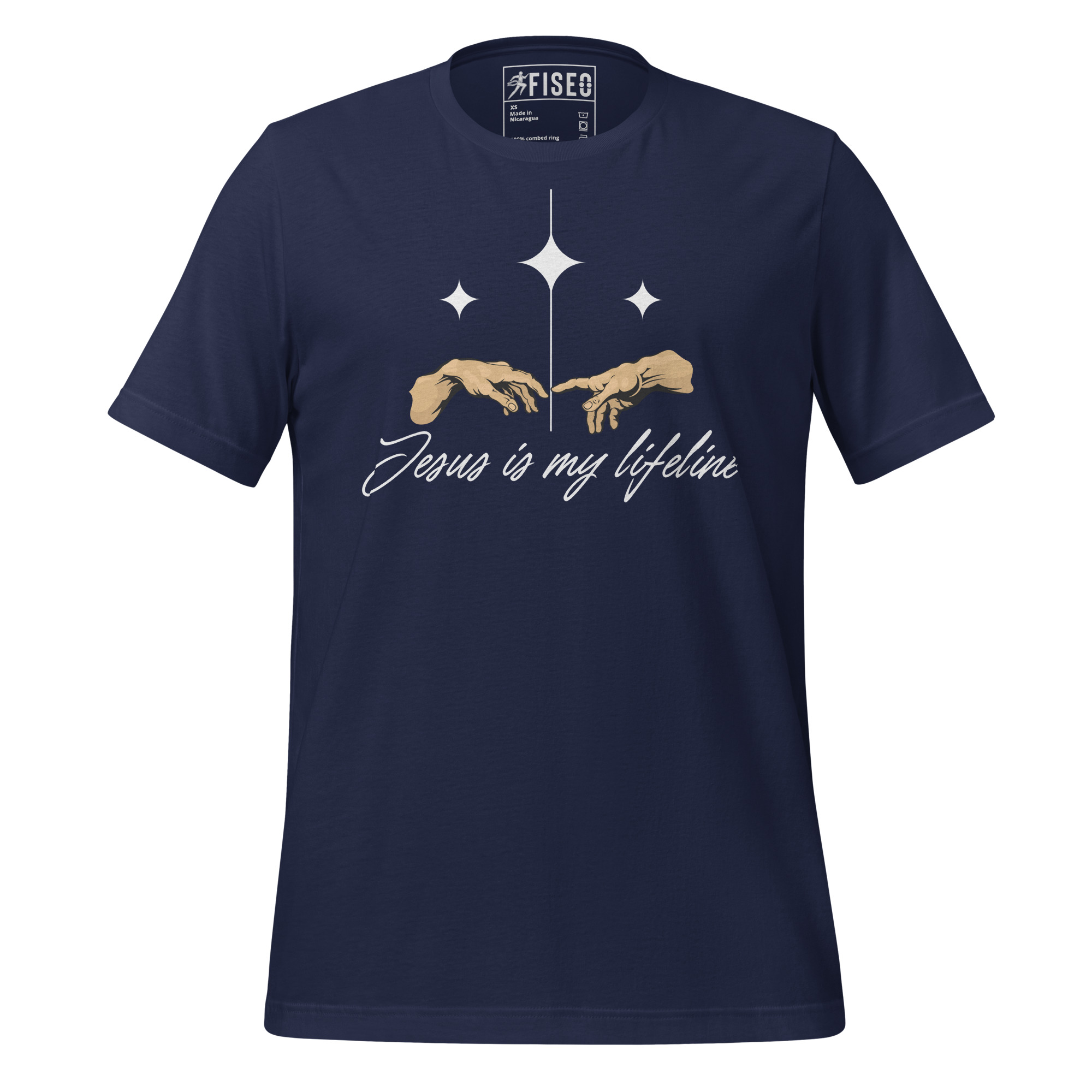 unisex-staple-t-shirt-navy-front-6809cf9f00a41.jpg JESUS IS MY LIFELINE - Image 1