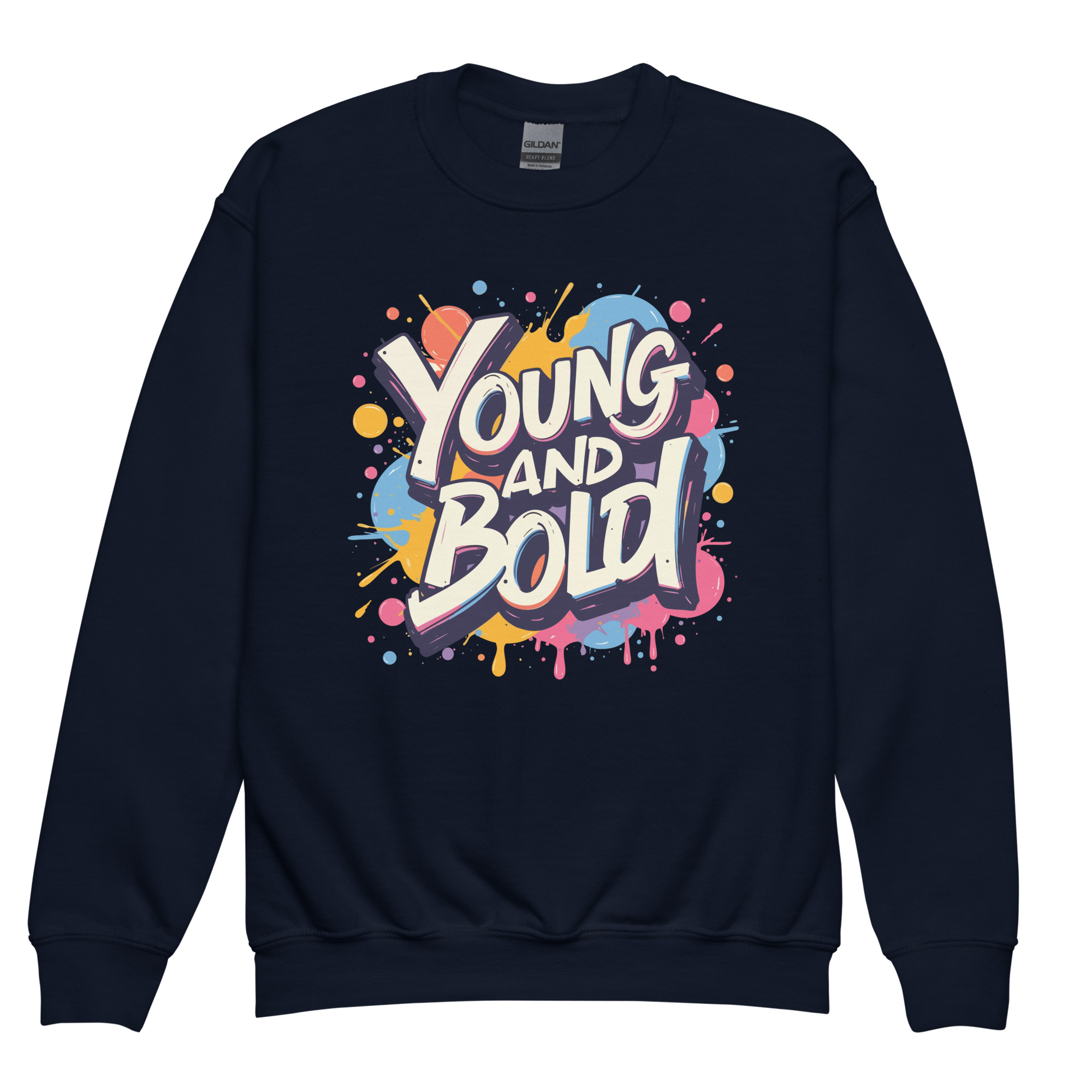youth-crew-neck-sweatshirt-navy-front-6819f775df07f.jpg YOUNG AND BOLD - Image 1