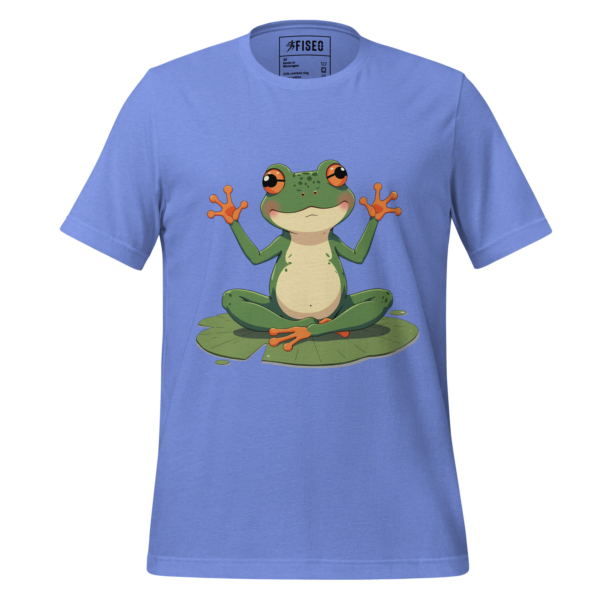 unisex-staple-t-shirt-heather-columbia-blue-front-6852f2f2ad2f5.jpg FROG SITTING - Image 1