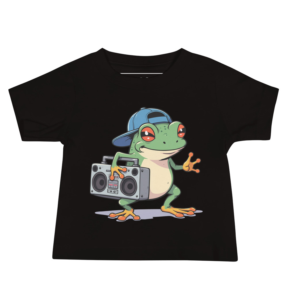 baby-staple-tee-black-front-689b3c8c216e8.jpg MUSIC VIBE WITH FROG - Image 1