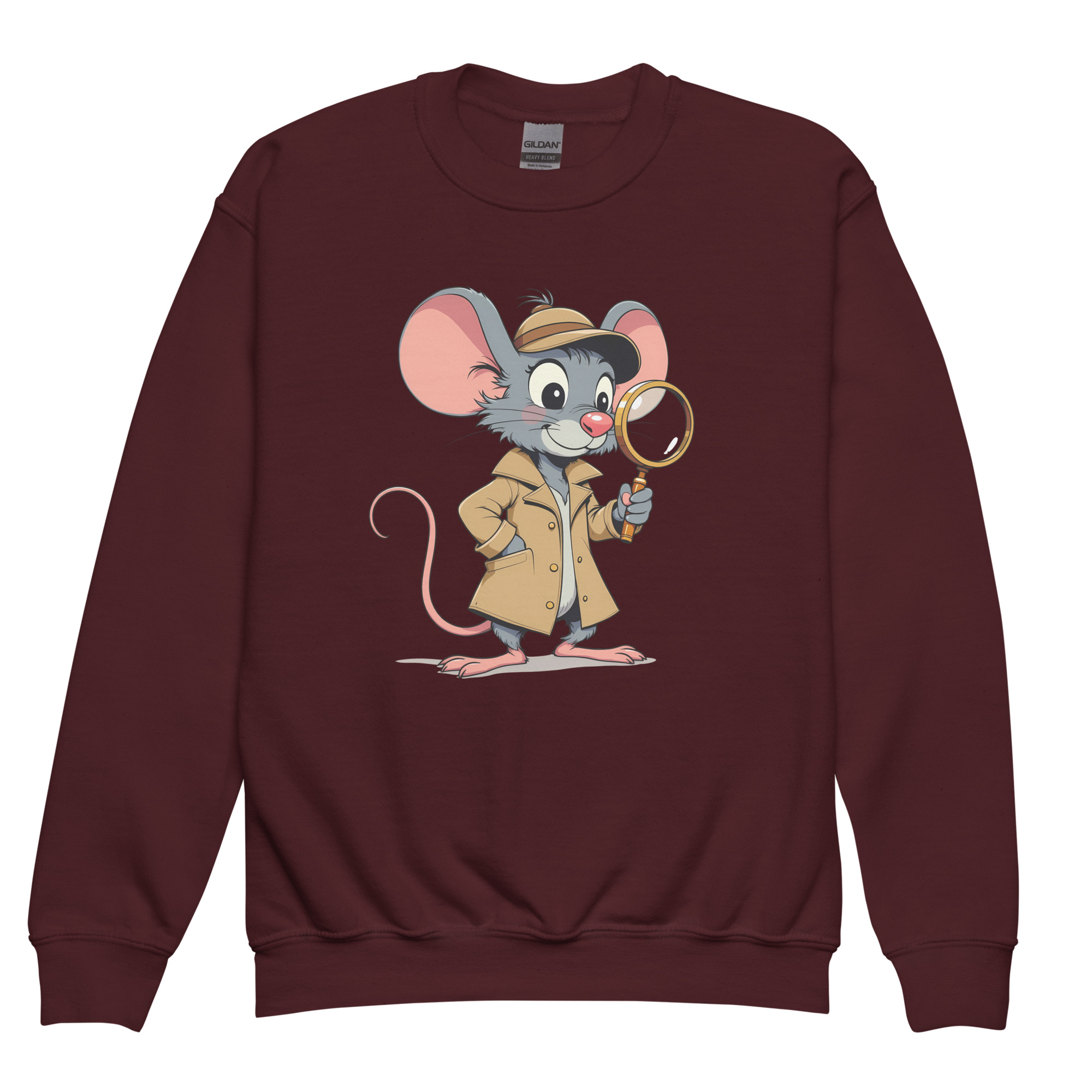 youth-crew-neck-sweatshirt-maroon-front-689b44ccf3be6.jpg MOUSE, THE SCIENTIST - Image 1